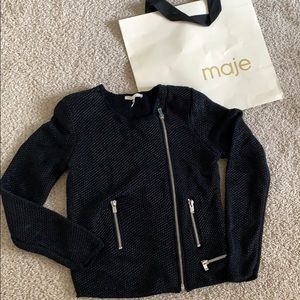 Maje metallic black knit jacket size 3